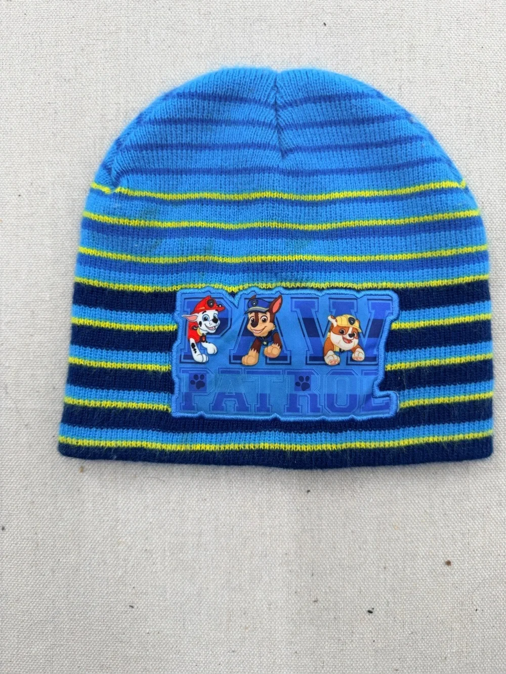 Kids Blue Striped Knit Beanie - Lightweight Winter Hat
